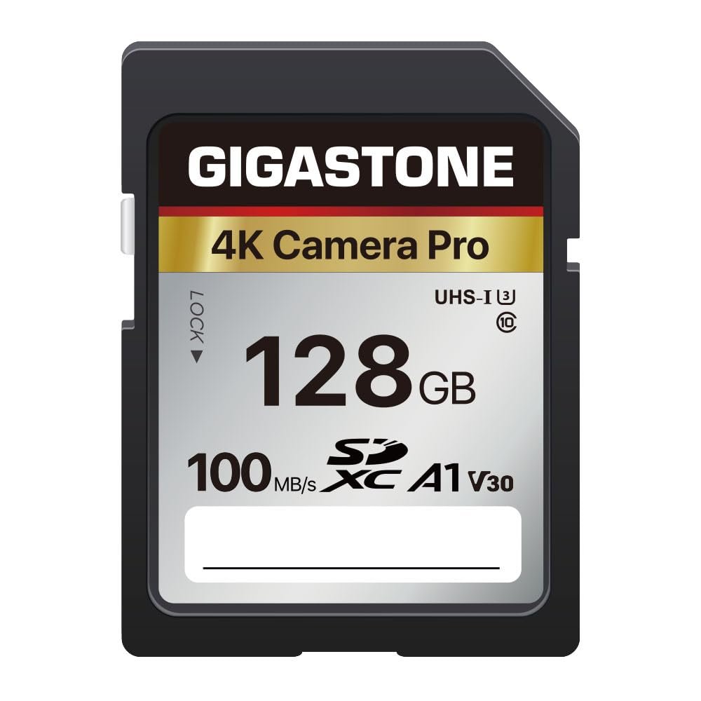 5-Years Data RecoveryGIGASTONE 128GB SD Card, 4K Camera Pro, A1 V30 SDXC Memory Card 4K UHD Video Compatible with Canon Digital Camera, with 1 Mini Cases