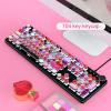 104-Key Mixed Color Electroplating Backlight Mechanical Keyboard Colorful Keycaps Universal Retro Round Replacement Keycap Compatible with PC Computer Mix Color view 2