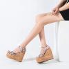 ZBYY Sandals for Women Wedge,Summer Ankle Strap Buckle High Wedge Platform Heel Open Toe Snakeskin Comfort Sandals view 3