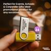 24 Swivel USB Flash Drives Pack, 8GB - Customizable Text, Logo - Pocket Size, Long Data Retention - Yellow view 3