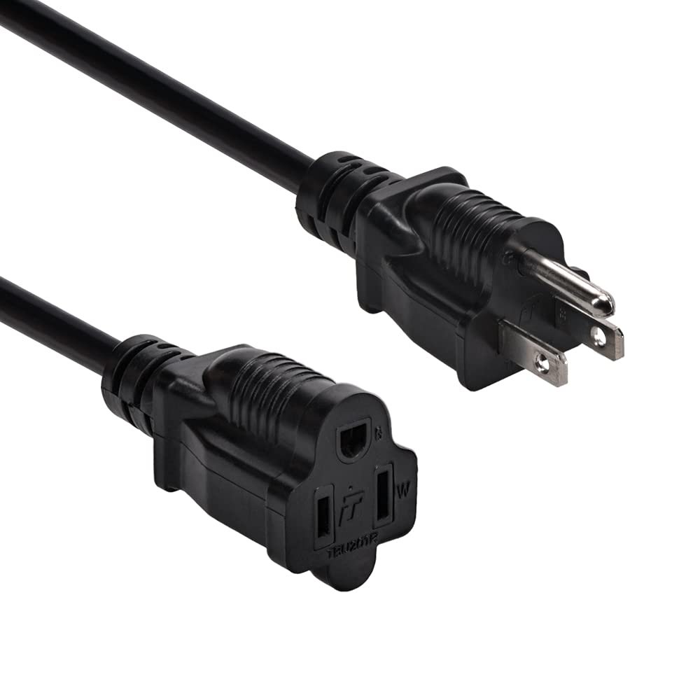 Beszin (25Ft) Black Power Extension Cord (NEMA 5-15P to NEMA 5-15R) 13A,STJ 16/3 Power Cable (4-Pack)