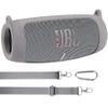 co2CREA for JBL Charge 5 Waterproof Bluetooth Speaker Silicone Cover Case, Portable Silicone Travel Case with Carabiner, Protective Skin Case (Grey Case) view 1