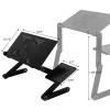 Adjustable Laptop Table, Portable Laptop Stand for Desk, Aluminum Foldable Laptop Workstation, Ergonomic for Couch /Bed /Sofa with Mouse Pad, Side Heat- Vent, Cooling Fans, (18.9 x 10.24), Black view 2