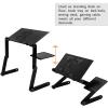 Adjustable Laptop Table, Portable Laptop Stand for Desk, Aluminum Foldable Laptop Workstation, Ergonomic for Couch /Bed /Sofa with Mouse Pad, Side Heat- Vent, Cooling Fans, (18.9 x 10.24), Black view 3