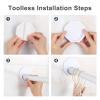 Shower Curtain Mounts 2 Pack Adhesive Brackets Stick On Wall Mounted Tension Rod Holders for Bathroom Curtain Hangers Stable Easy Installed Black Hexagon Rod Retainers view 3