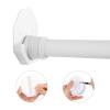 Letrushare Shower Rod Holders Adhesive Tension Curtain Brackets Stick on Pole End Caps Screw in Bar Hanging Supports for Wall Mounted in Bathroom Closet, U Shaped White Cups Plates Rod Protectors view 2