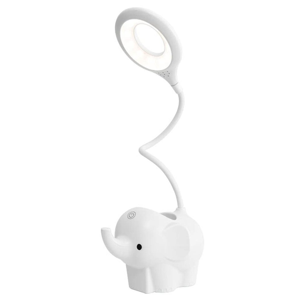 Angelastore Little Elephant Pen Holder Desk lamp Eye Protection Learning Three-Color Temperature Adjustment stepless dimming (White)