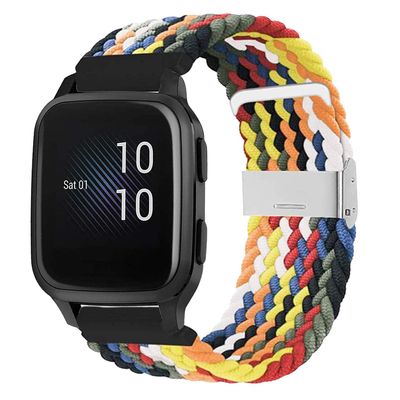 Abanen for Garmin Vivoactive 5 / Venu Sq/Venu 2 Plus Braided Loop Watch Bands, 20mm Elastic Soft Stretchy Nylon Wristband Strap with Adjustable Clasp for Garmin Vivomove 3,Vivoactive 3 (Multicolor)