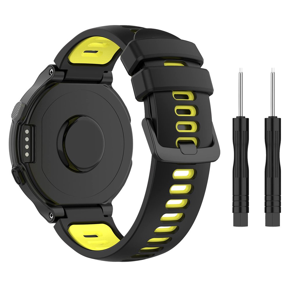 BabyValley Band Compatible with Garmin Forerunner 735XT Soft Silicone Wristband with Tools Replacement Sport Strap for Men/Women (Black+Yellow)