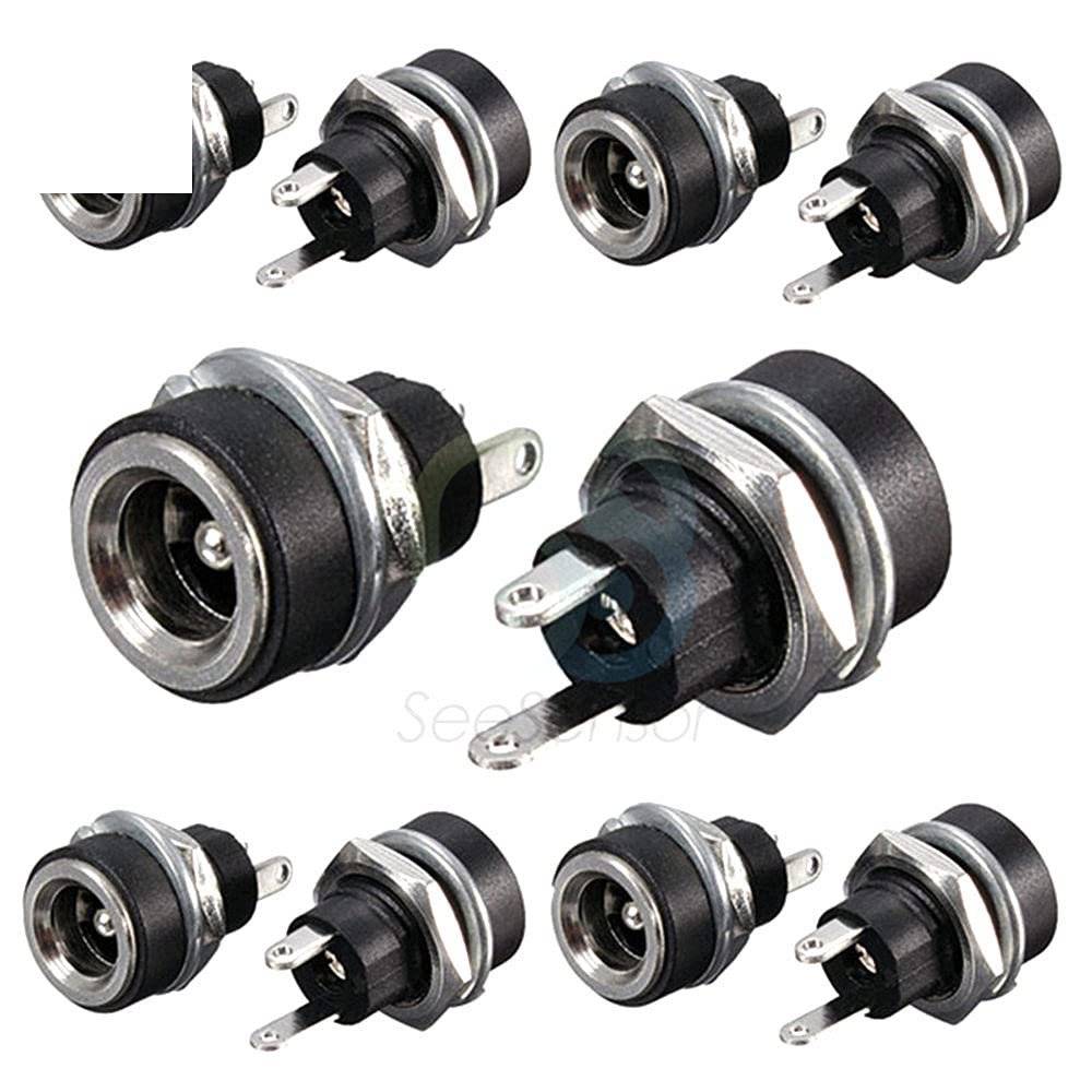 10Pcs DC 12V 3A Power Supply Connector Jack Socket Female Panel Mount Connector 2-Pin Plug Adapter 5.5 x 2.1mm