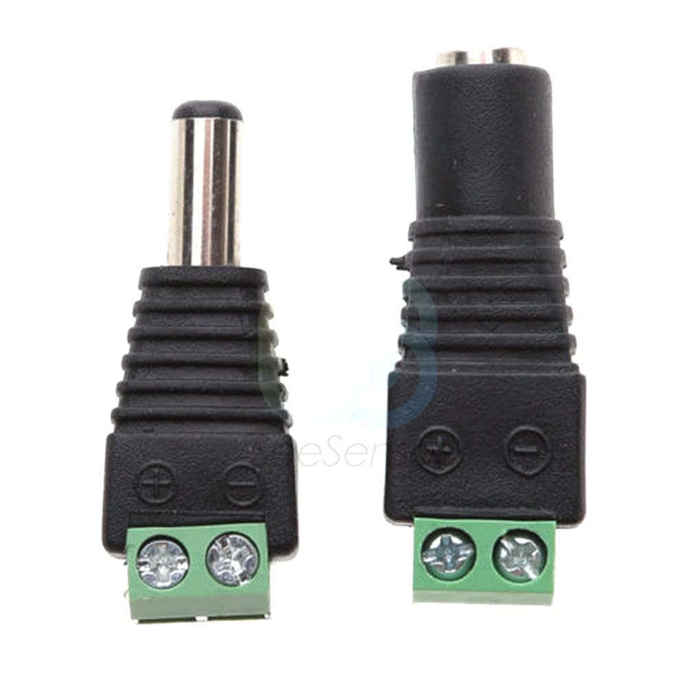 5pcs Female +5pcs Male DC Connector 2.15.5mm Power Jack Adapter Plug Cable Connector for LED Strip Light and CCTV Cameras