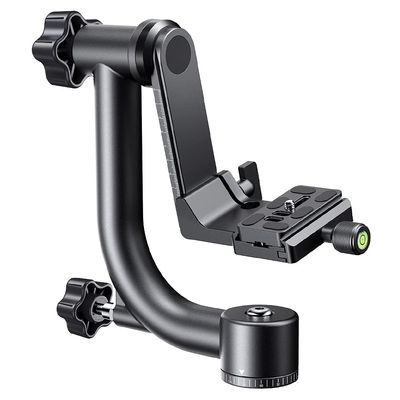 K&F CONCEPT Aluminum Alloy 360 Degree Panoramic Gimbal Tripod Head with 1/4'' Standard Quick Release Plate and Bubble Level,Load Capacity up to 20kg/44lbs