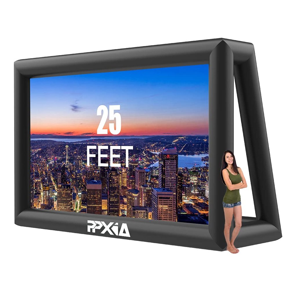 PPXIA Inflatable Movie Screen Outdoor Projector Screen for Outside 25ft, Large Blow Up Screens Front and Rear Projection with Air Blower, Best for Movie Nights Backyard Home Theater