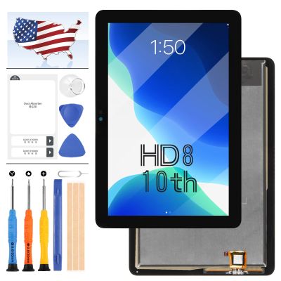 for Amazon Kindle Fire HD8 HD 8 10th Gen 2020 K72LL4 LCD Display Touch Screen Digitizer Lens Front Glass Panel Replacement Kits with Free Tools (Black no Frame)