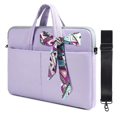 14-15 Inch Laptop Sleeve Shoulder Bag Ladies Women Briefcase for Macbook Pro 14" M4/M3/M2/M1, Macbook Air 15 M4/M3, HP Pavilion x360 14, Dell Inspiron 13, Lenovo Acer ASUS Chromebook 14" Case, Purple