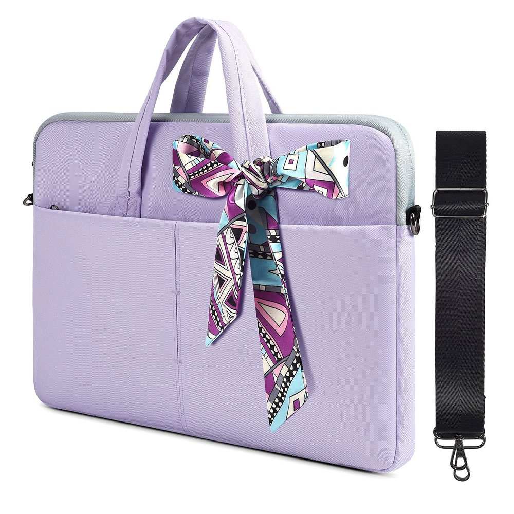 14-15 Inch Laptop Sleeve Shoulder Bag Ladies Women Briefcase for Macbook Pro 14" M4/M3/M2/M1, Macbook Air 15 M4/M3, HP Pavilion x360 14, Dell Inspiron 13, Lenovo Acer ASUS Chromebook 14" Case, Purple