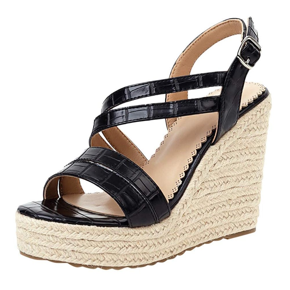 ZBYY Women's Wedge Sandal Ankle Strap Espadrille Platform Shoes Ankle Buckle Open Toe Sandals for Wedding Party Dress