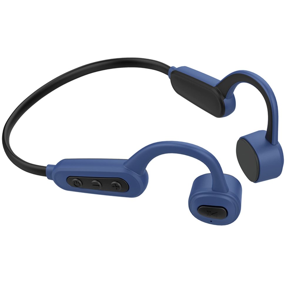 GZLMMY IP68 Underwater Waterproof Swimming Headset Bone Conduction Earphone with MP3 and Bluetooth for Swimmers Open-Ear Elastic Band (Blue)