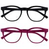 OPULIZE BLU Blue Light Blocking Reading Glasses for Women Men, Cool Round Frame with Anti-Glare Computer and Gaming Eyewear, UV and Eyestrain Protection, Black Pink +2.00 (Pack of 2) view 1