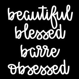 Beautiful Blessed Barre Obsessed Vinyl Decal | White | Made in USA by Foxtail Decals | for Car Windows, Tablets, Laptops, Water Bottles, etc. | 3.5 x 4.5 inch