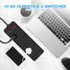 LONABR 10 Outlets Mountable Power Strip Surge Protector,6 ft Extension Cord Heavy Duty Long Metal Power Strip with Switch for Workshop/Bench Garage/Office/Home,15A/1800W/300J view 3