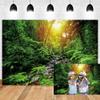 OERJU 12x8ft Peaceful Forest Photography Backdrop Sunny Fresh Green Trees Grass Stones Stream Rustics Natural Landscape Background Outdoor Travel Adventure Theme Banner Decor Vinyl Studio Props view 1