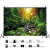OERJU 12x8ft Peaceful Forest Photography Backdrop Sunny Fresh Green Trees Grass Stones Stream Rustics Natural Landscape Background Outdoor Travel Adventure Theme Banner Decor Vinyl Studio Props view 2