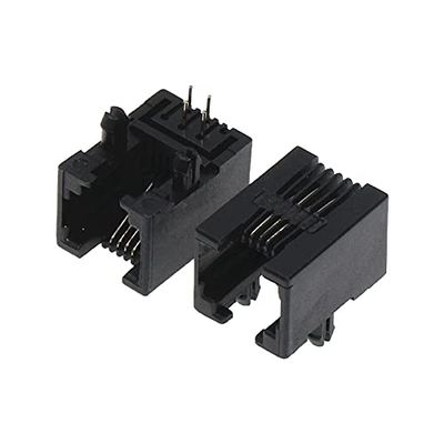 100PCS RJ11 95001-6P4C 6P6 RJ10 Socket Black Phone Socket 6P4C Socket Telephone Socket RJ10 Telephone Socket RJ11