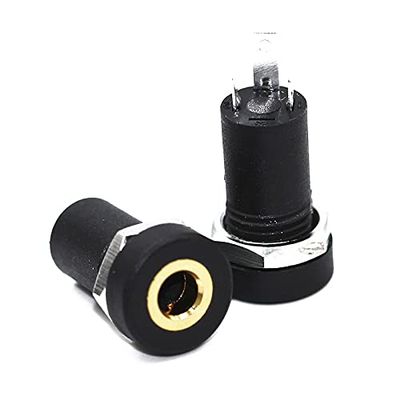 100PCS PJ392A 3.5MM Audio Jack Socket 3 Pole Black Stereo Solder Panel Mount Gold with Nuts PJ-392A