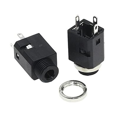 100Pcs PJ-341 DC30V 0.5A 3.5MM Audio Socket Connector Vertical 3Pin with Nut PJ341