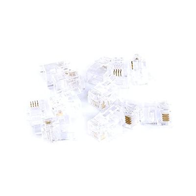 100pcs/Lot RJ11 Connector 4 Pin 6P4C Modular Phone Telephone Crystal Plug Both Solid and Stranded Wire Connectors