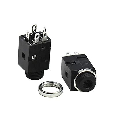 100Pcs 3.5MM Vertical Socket 5Pin Stereo Female Socket Jack with Screw Audio Headphone Connector PJ-341 3 Poles Earphone Hole