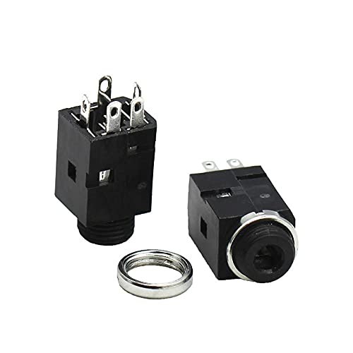 100Pcs 3.5MM Vertical Socket 5Pin Stereo Female Socket Jack with Screw Audio Headphone Connector PJ-341 3 Poles Earphone Hole