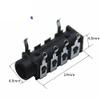 1000Pcs 3.5mm 6Pin Stereo Headphone Audio Jack Earphone Socket Audio Socket PJ313 The 4 Section of The 6 pin view 3