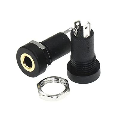 100PCS 3.5mm Audio Socket 4 Pole Black Panel Mount Gold Plated with Nuts Headphone Socket PJ-392A 3.5 mm Headphone Female