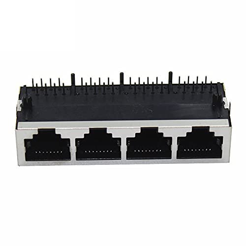 100Pcs 14 4 Ports Shielding RJ45 8P8C Female Jack Connector Without LED PCB Mount Network Internet Modular