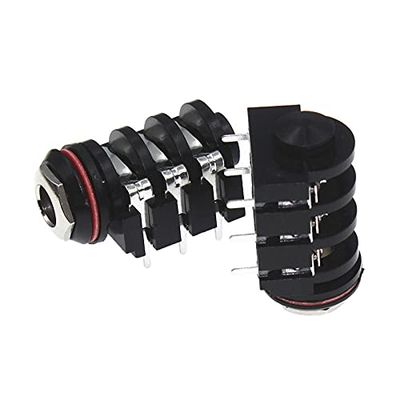 100pcs 1/4" 6.35 mm Stereo Audio Socket Jack Connector 6.5 mm PCB Solder Right Angle Tip Ring Sleeve TRS