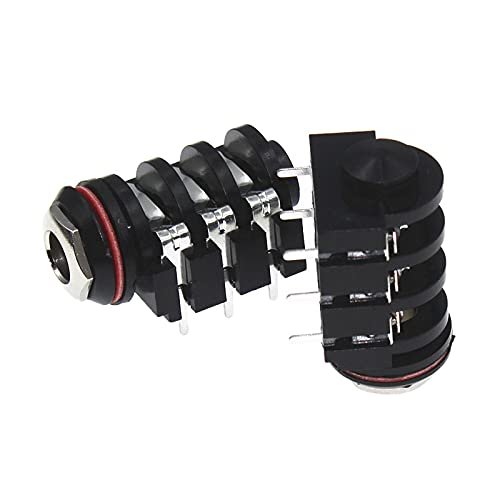 100pcs 1/4" 6.35 mm Stereo Audio Socket Jack Connector 6.5 mm PCB Solder Right Angle Tip Ring Sleeve TRS
