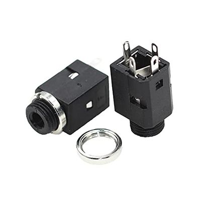 100Pcs 3.5MM Vertical Socket 4Pin Stereo Female Socket Jack with Screw 3.5Audio Headphone Connector PJ-341 3 Poles Earphone Hole