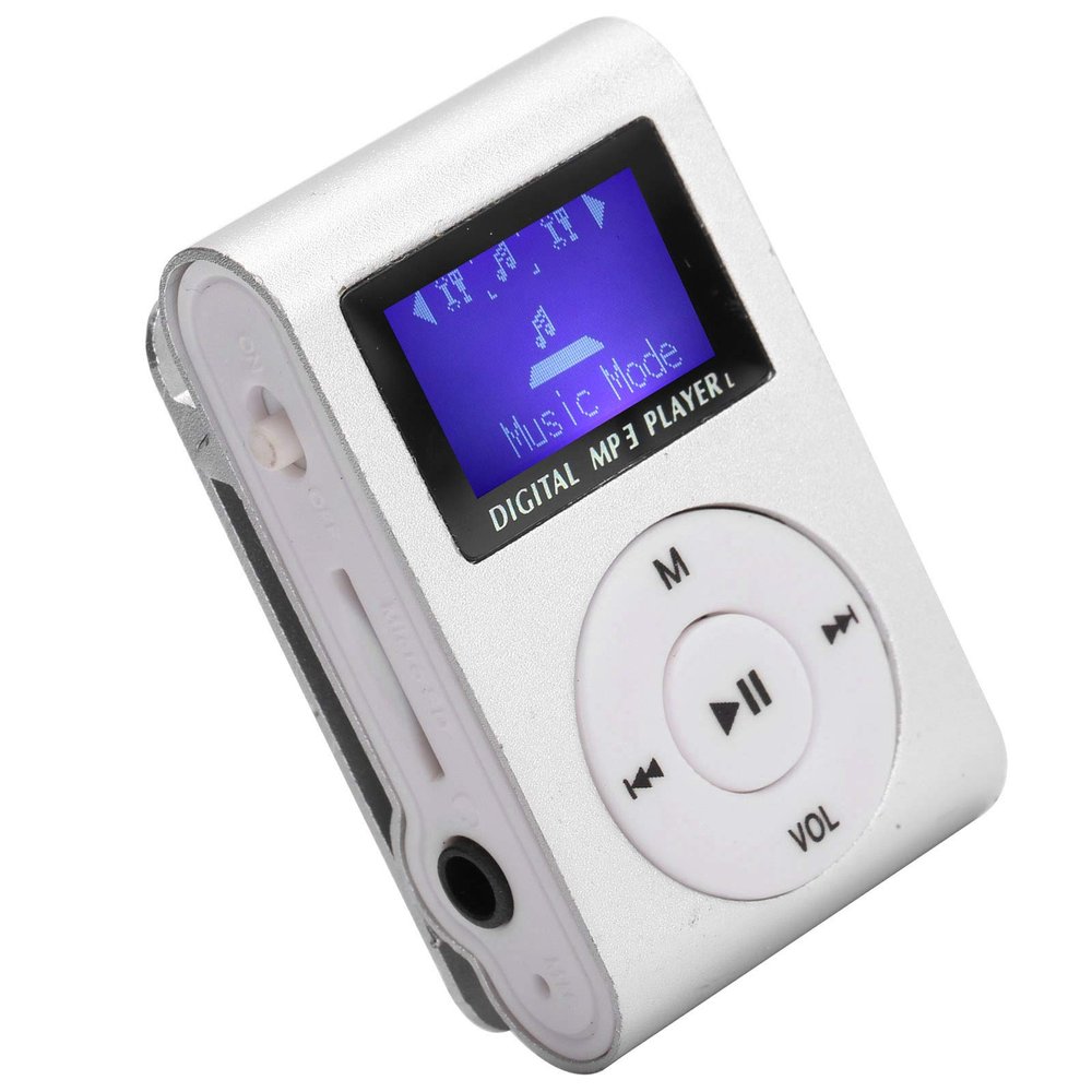 Clip MP3 Player, Digital Lossless Music Player, MP3 Music Player Sports BackClip LCD Screen MP3 Support Memory Card(Silver)