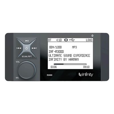 Infinity INF3000 AM/FM/WB, BT5, Aux in, USB Input, 4" Monochromatic LCD, Rotary, 2 ohm Stable