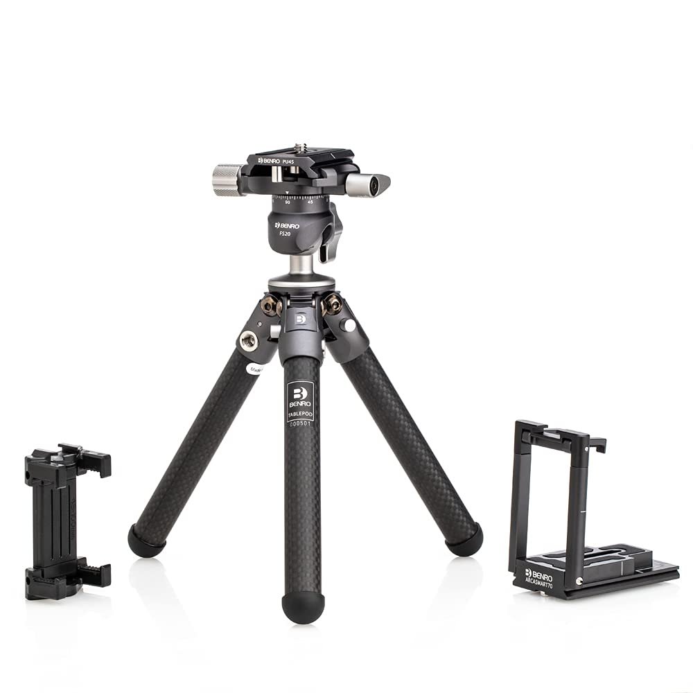 Benro TablePod Pro Kit with Ballhead and ArcaSmart70 Camera Plate and Smartphone Adapter, Compact Tripod for Travel, Tabletop Filming, Mobile Content and Low Angle Shooting (TABLEPODPROKIT)