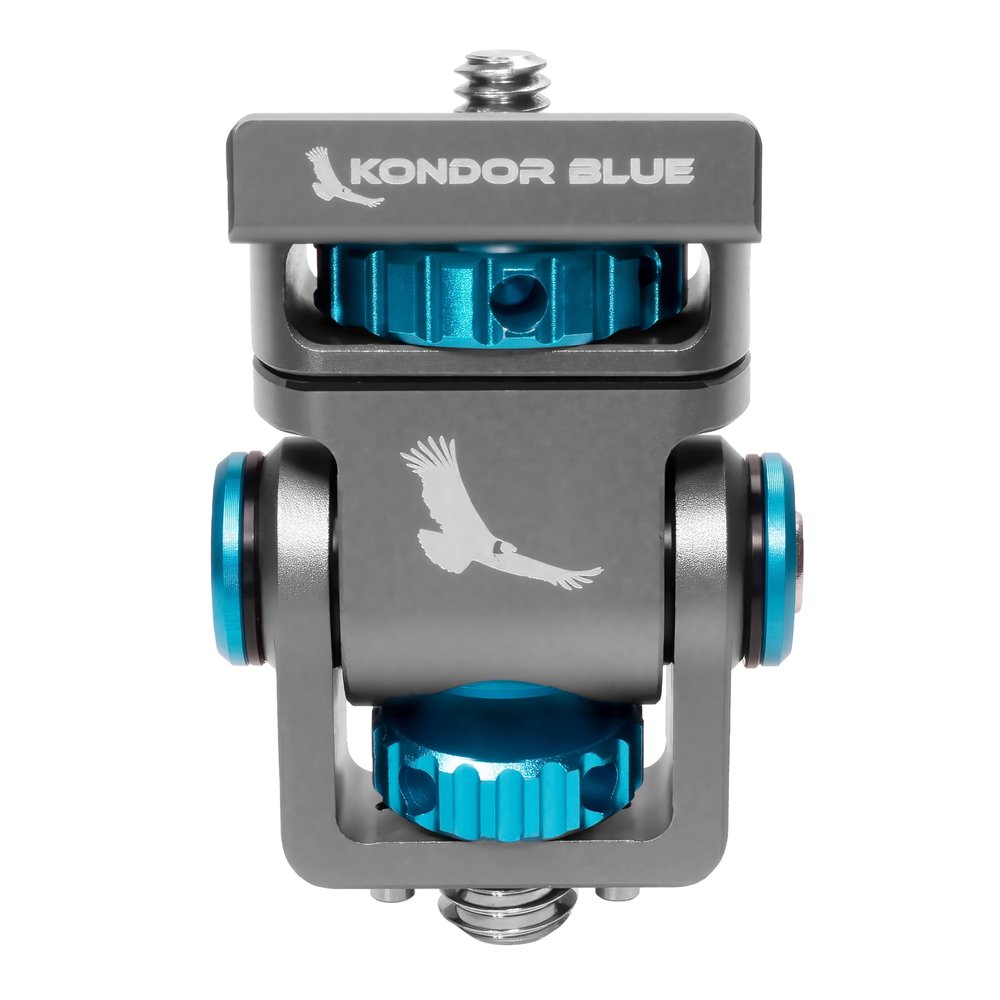 KONDOR BLUE | 1/4" Swivel Tilt Monitor Mount with Arri Pin (Pan/Tilt) | for Monitor Display, Swivels 360, Tilts 180, & Locks in with Desired Tension | Space Gray