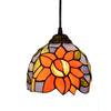 Handmade Chandelier Lamps 6" Tiffany Style Small Pnedent lamp Orange Flowers Glass Pendant Light Ceiling Hanging Lamp Fixture Shade, for Dining Room Kitchen Island Bedroom, E26/E27 view 1