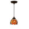 Handmade Chandelier Lamps 6" Tiffany Style Small Pnedent lamp Orange Flowers Glass Pendant Light Ceiling Hanging Lamp Fixture Shade, for Dining Room Kitchen Island Bedroom, E26/E27 view 3