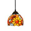 Handmade Chandelier Lamps 6" Tiffany Style Small Pnedent lamp Bicolor Sunflower Glass Pendant Light Ceiling Hanging Lamp Fixture Shade, for Dining Room Kitchen Island Bedroom, E26/E27 view 1