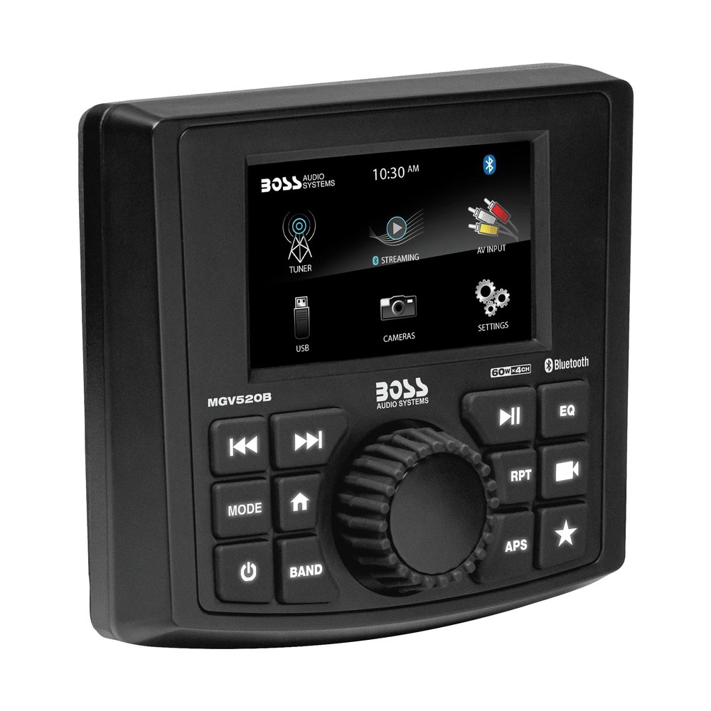 BOSS Audio Systems MGV520B Marine Gauge Receiver Weatherproof, 3 Inch LCD, Built-in Amplifier, Bluetooth, Digital Media MP3 Player, No CD Player, USB Port, AM/FM Radio