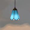 Handmade Chandelier Lamps 6" Tiffany Style Small Pnedent lamp Sea Blue Glass Pendant Light Ceiling Hanging Lamp Fixture Shade for Dining Room Kitchen Island Bedroom, E26/E27 view 2