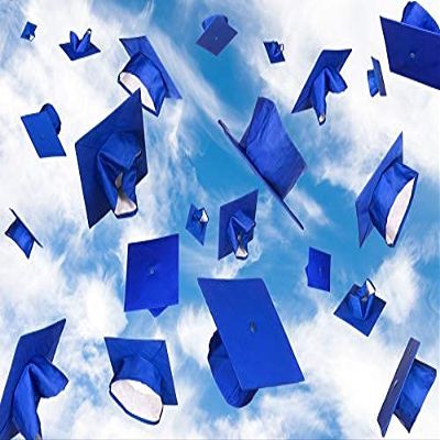 DORCEV 12x8ft Graduation Photography Backdrop Graduation Party Grad Prom Background Blue Bachelor Cap Blue Sky White Cloud Student Congrats Graduation Photo Video Studio Props