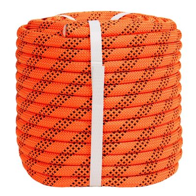 YUZENET Braided Polyester Arborist Rope (3/8 inch X 100 feet) High Strength Bull Rope for Tree Work Truck Securing Camping Swing, Orange/Black